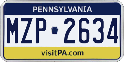 PA license plate MZP2634