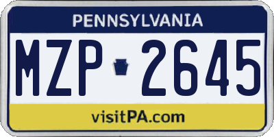 PA license plate MZP2645