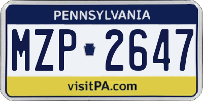 PA license plate MZP2647