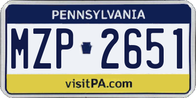 PA license plate MZP2651