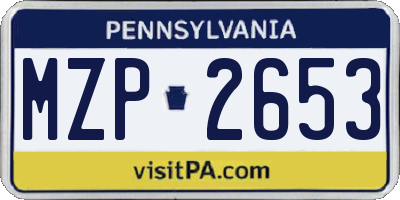 PA license plate MZP2653