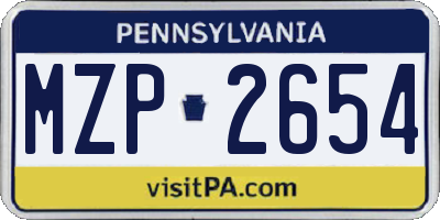 PA license plate MZP2654