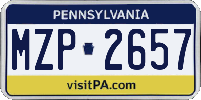 PA license plate MZP2657