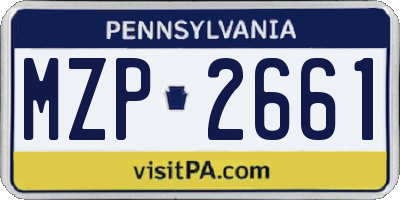 PA license plate MZP2661