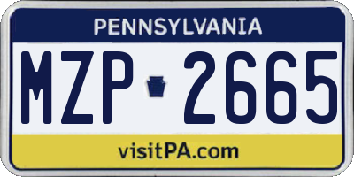 PA license plate MZP2665