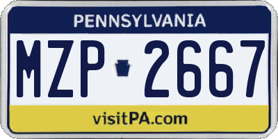 PA license plate MZP2667