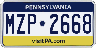 PA license plate MZP2668