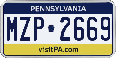 PA license plate MZP2669