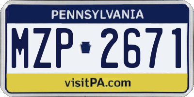 PA license plate MZP2671