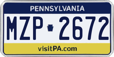 PA license plate MZP2672