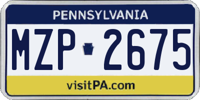 PA license plate MZP2675