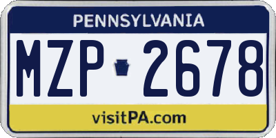 PA license plate MZP2678
