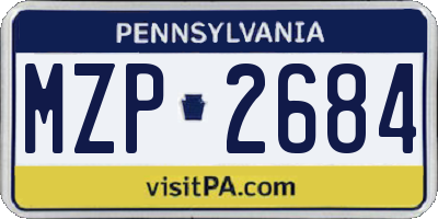 PA license plate MZP2684