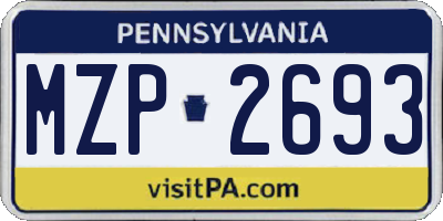PA license plate MZP2693