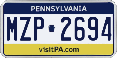 PA license plate MZP2694