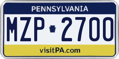 PA license plate MZP2700