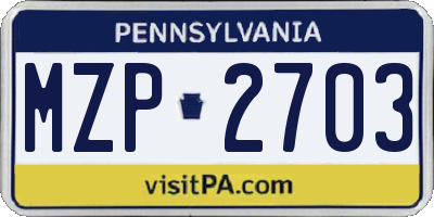 PA license plate MZP2703