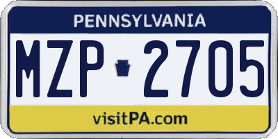 PA license plate MZP2705
