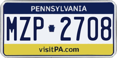 PA license plate MZP2708