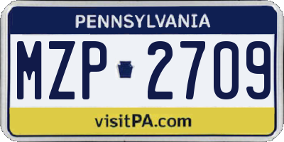 PA license plate MZP2709