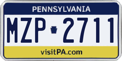 PA license plate MZP2711