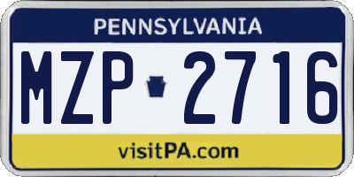 PA license plate MZP2716