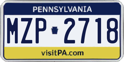 PA license plate MZP2718