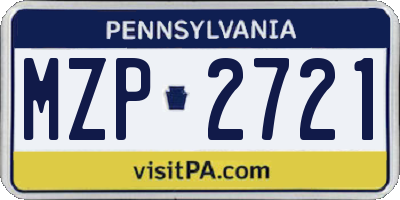 PA license plate MZP2721