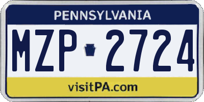 PA license plate MZP2724