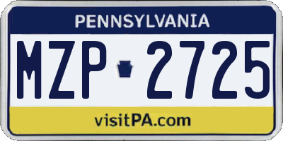 PA license plate MZP2725