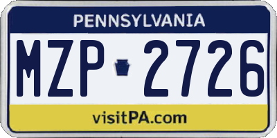 PA license plate MZP2726
