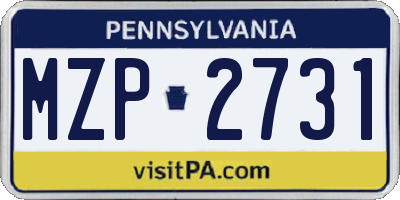 PA license plate MZP2731