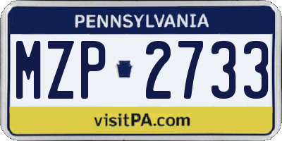 PA license plate MZP2733