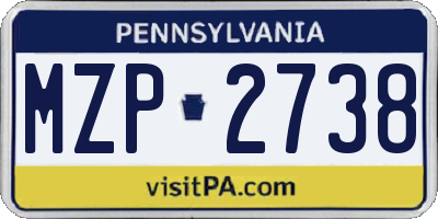 PA license plate MZP2738