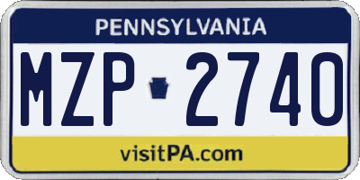 PA license plate MZP2740