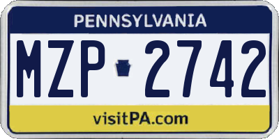 PA license plate MZP2742