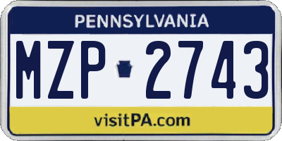 PA license plate MZP2743