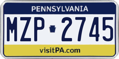 PA license plate MZP2745