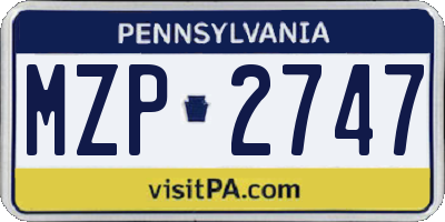 PA license plate MZP2747
