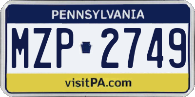PA license plate MZP2749