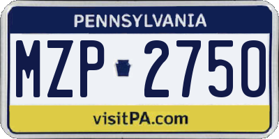 PA license plate MZP2750