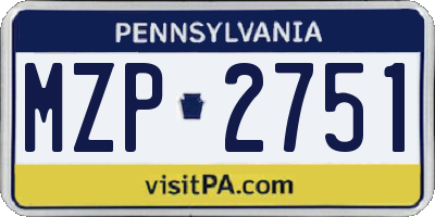 PA license plate MZP2751