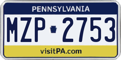 PA license plate MZP2753