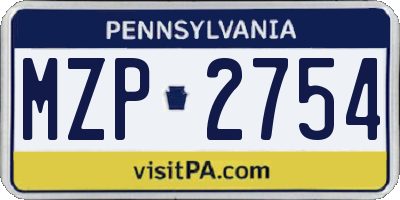 PA license plate MZP2754