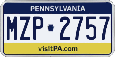 PA license plate MZP2757