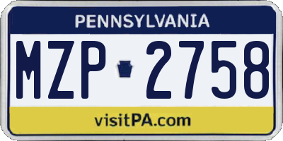 PA license plate MZP2758