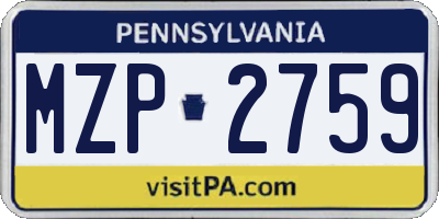PA license plate MZP2759