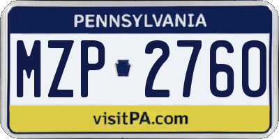 PA license plate MZP2760