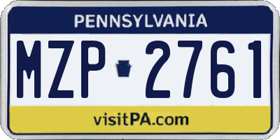 PA license plate MZP2761