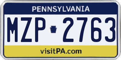 PA license plate MZP2763